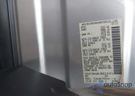 2021 Nissan Rogue Sv Fwd from USA, damaged, VIN 5N1AT3BA1MC801541